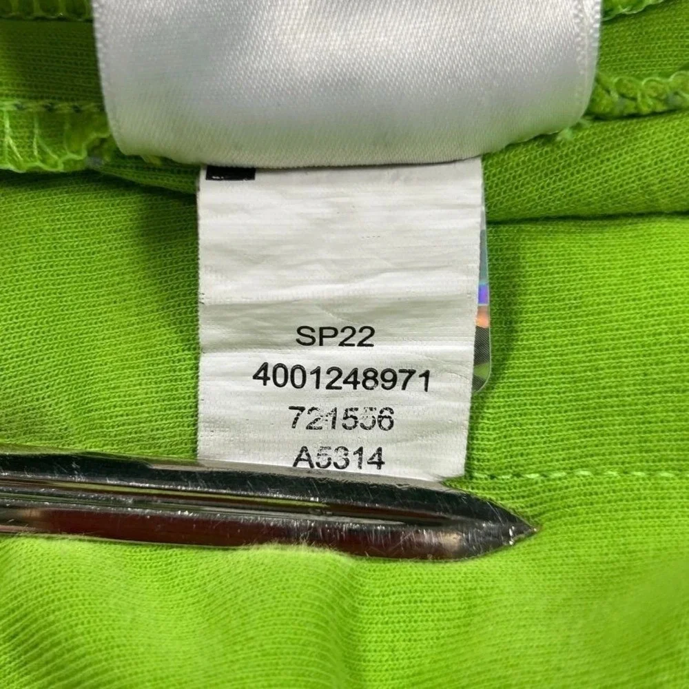 The North Face Men XL Tech Sweat Short Safety Green Gray Athletic Zipper Pockets